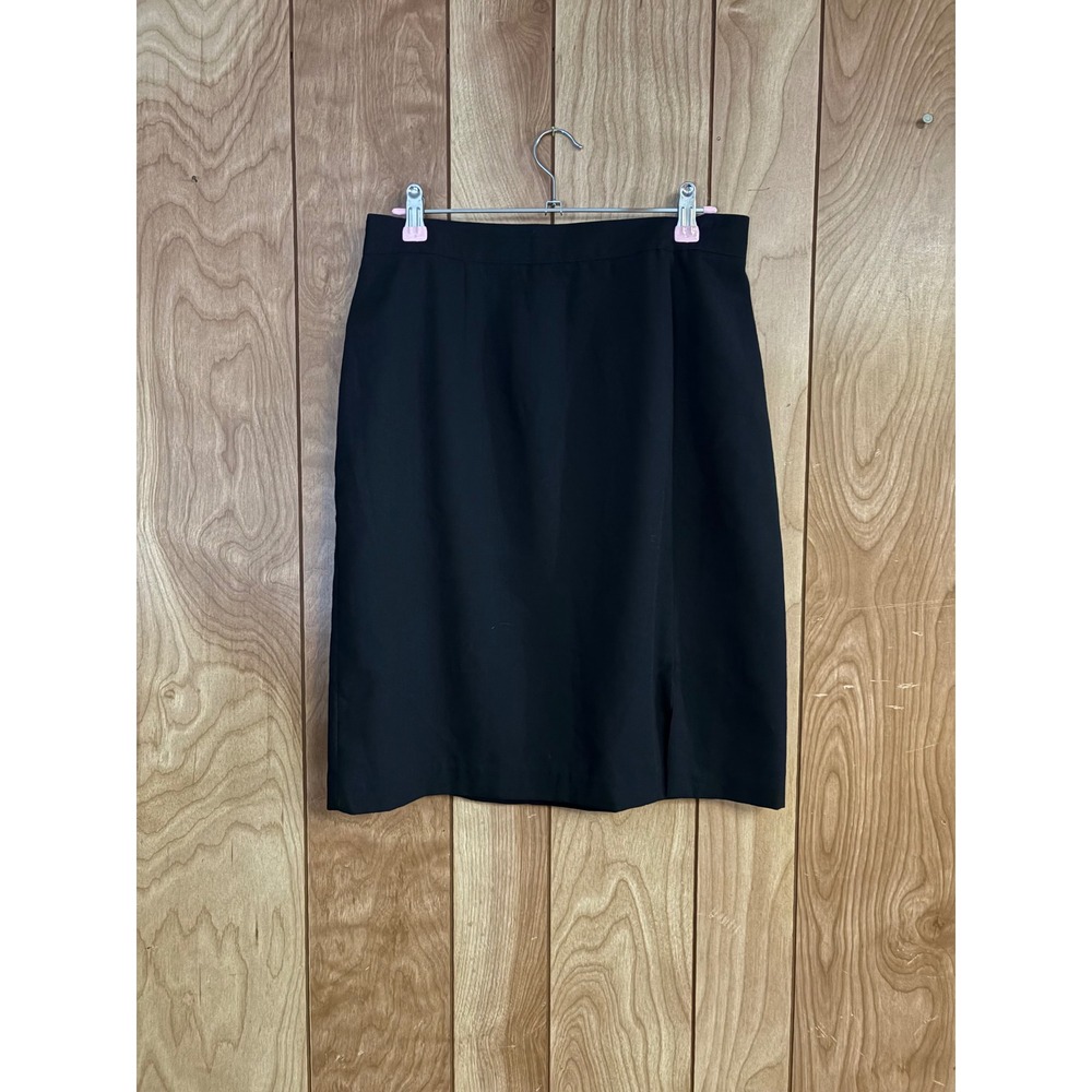 Sag Harbor Black Midi Skirt Womens 12 Straight Pencil Lined Elastic Waist S13004